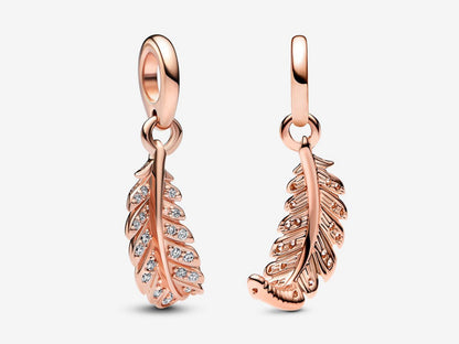 Floating Curved Feather Dangle Charm