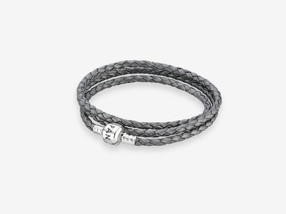 Gray Double Leather Bracelet