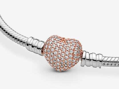 Pavé Heart Clasp Snake Chain Bracelet