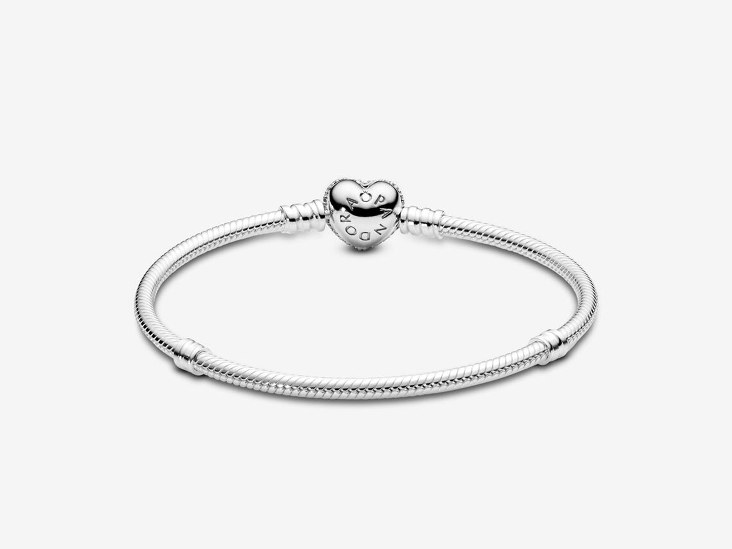 Sparkling Heart Clasp Snake Chain Bracelet