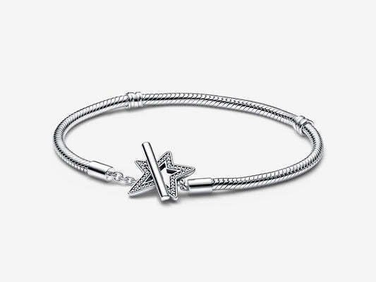 Asymmetric Star T-bar Snake Chain Bracelet