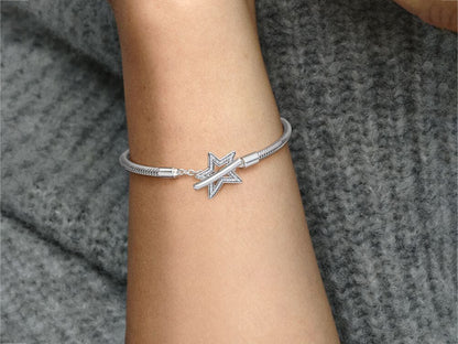 Asymmetric Star T-bar Snake Chain Bracelet