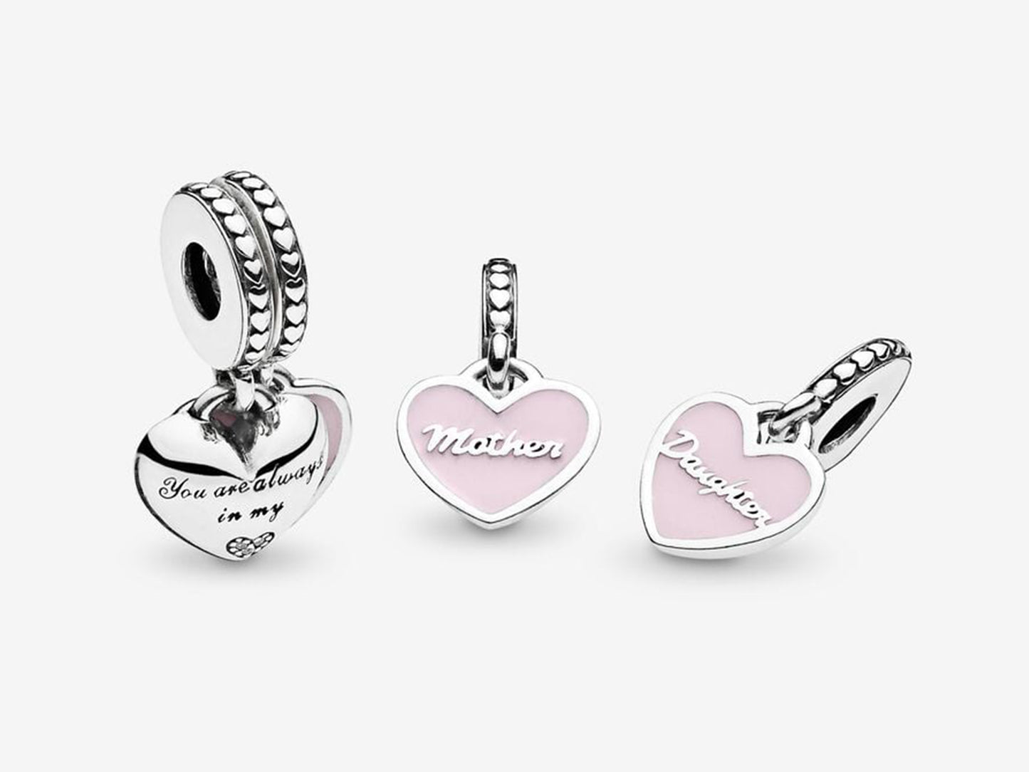 Mother & Daughter Hearts Dangle Charm