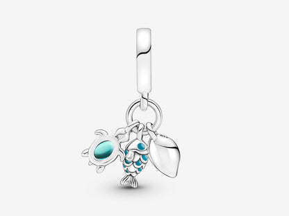 Fish, Sea Turtle & Conch Triple Dangle Charm