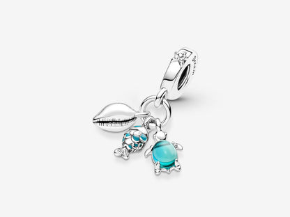 Fish, Sea Turtle & Conch Triple Dangle Charm