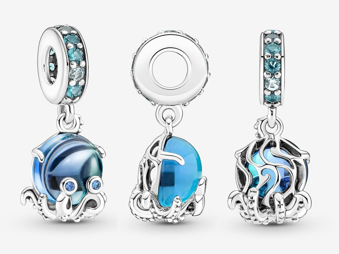 Murano Glass Cute Octopus Dangle Charm