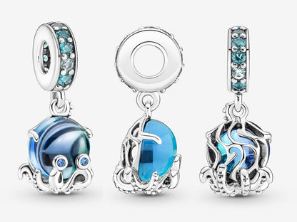Murano Glass Cute Octopus Dangle Charm