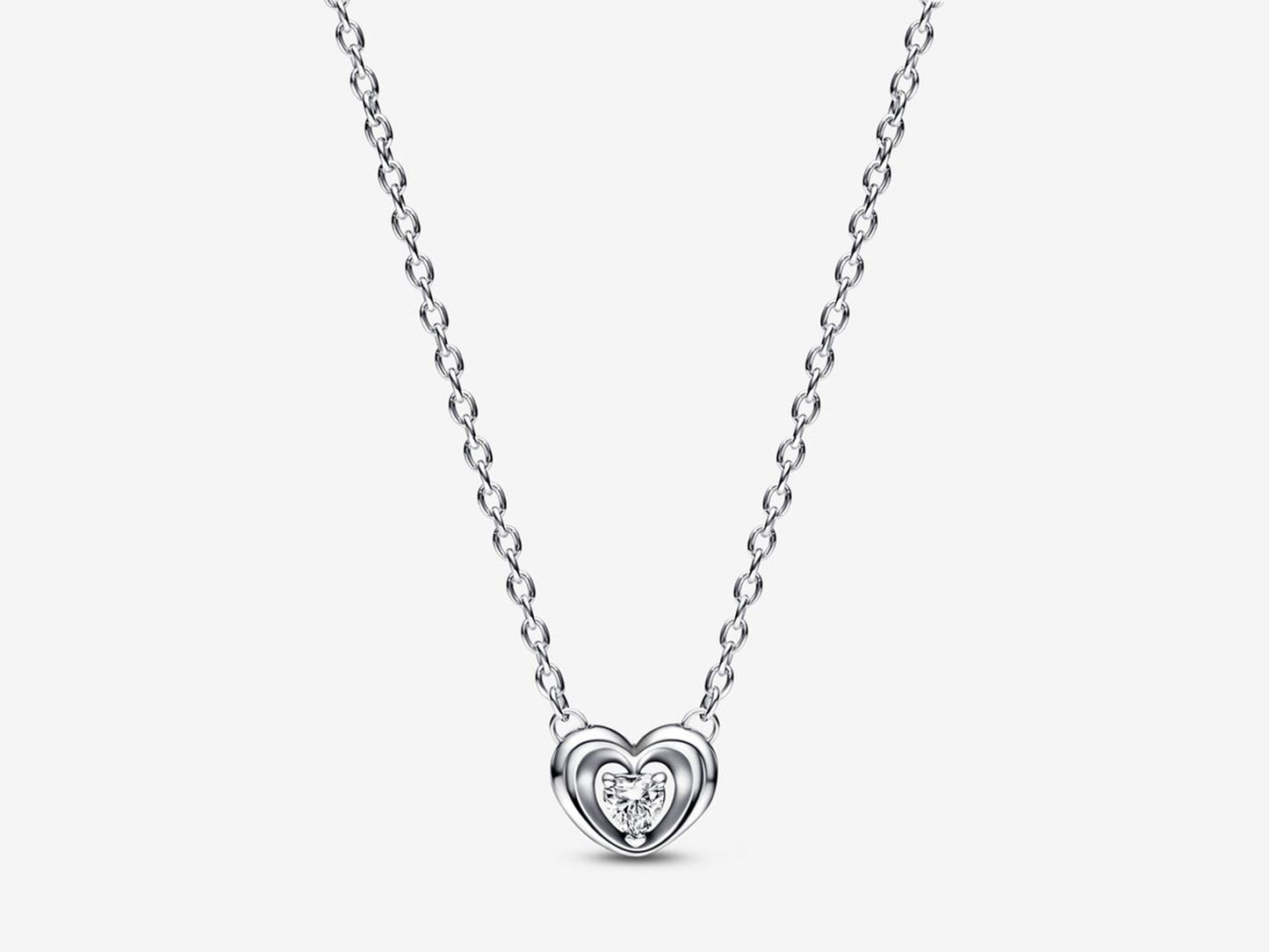 Radiant Heart & Floating Stone Pendant Collier Necklace