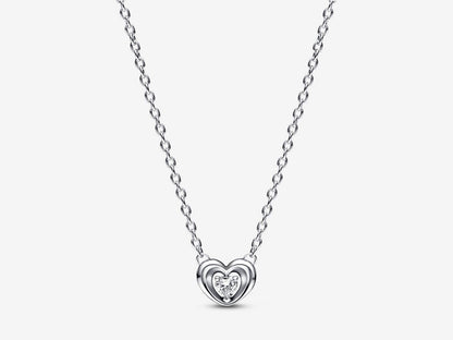 Radiant Heart & Floating Stone Pendant Collier Necklace