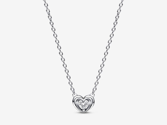 Radiant Heart & Floating Stone Pendant Collier Necklace
