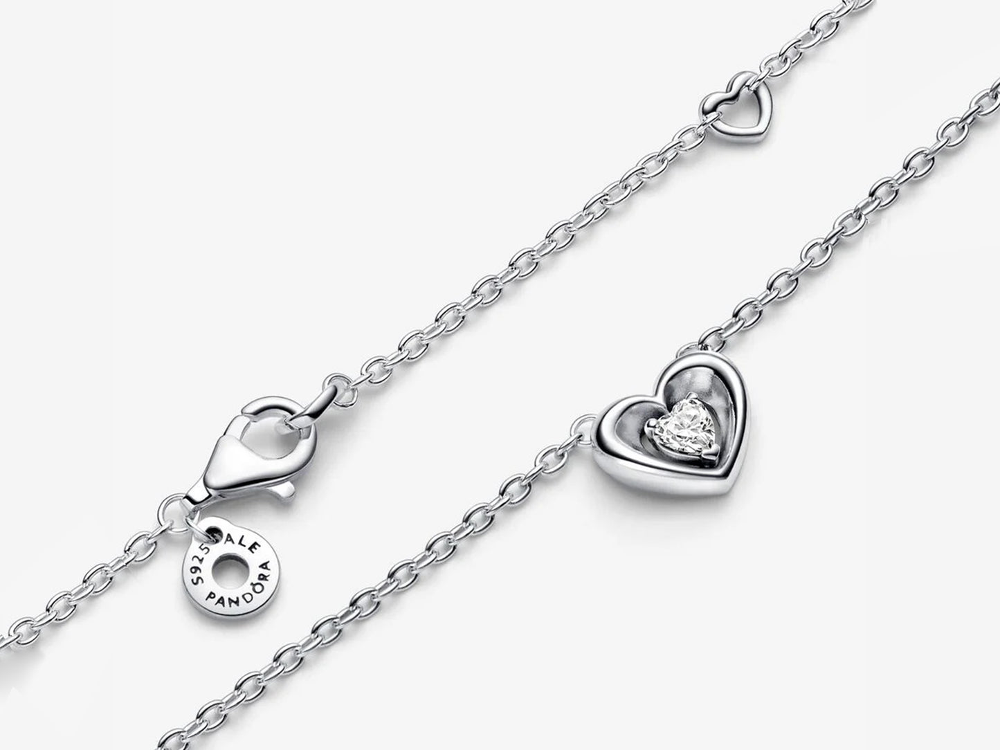 Radiant Heart & Floating Stone Pendant Collier Necklace
