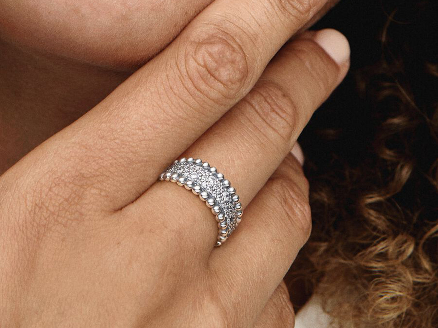 Pavé Beaded Circle Ring