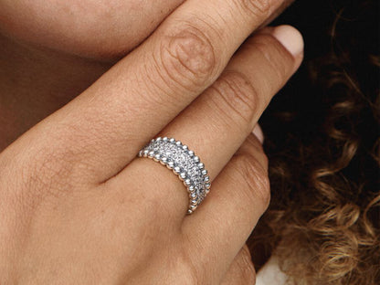 Pavé Beaded Circle Ring