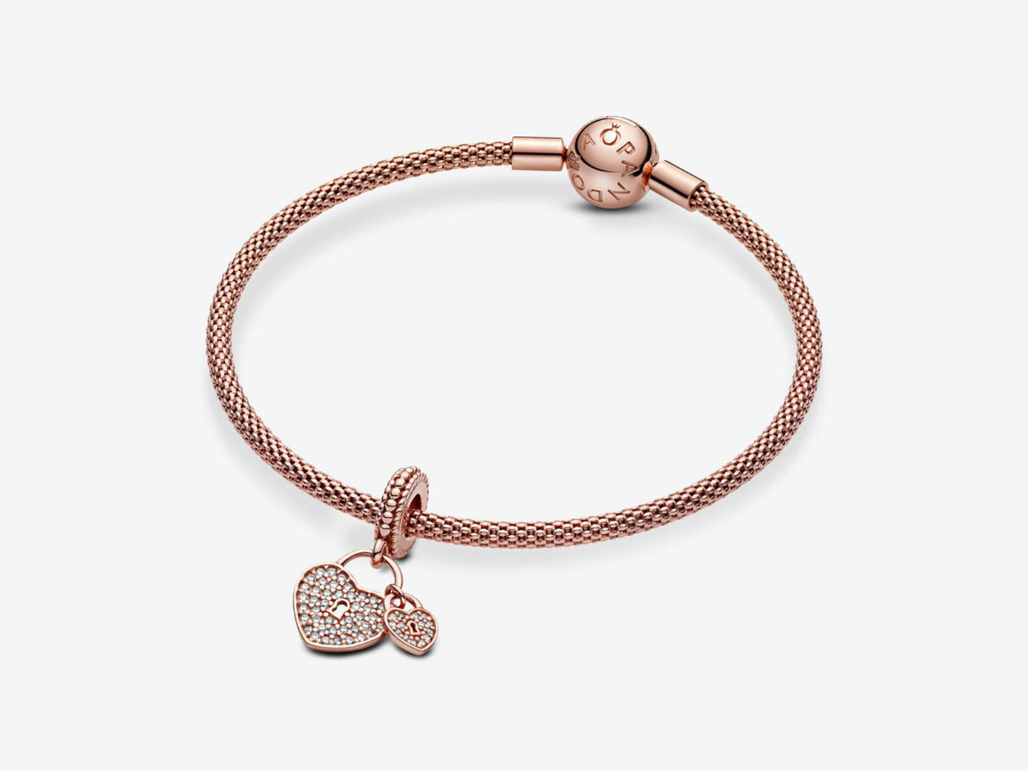 Pavé Heart Padlocks Dangle Charm