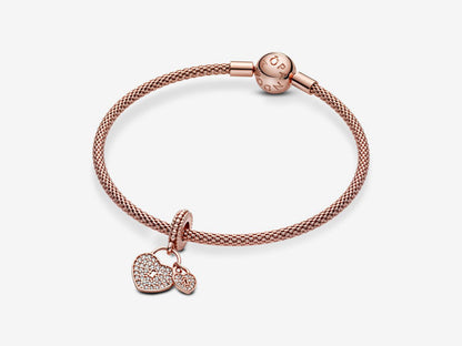 Pavé Heart Padlocks Dangle Charm