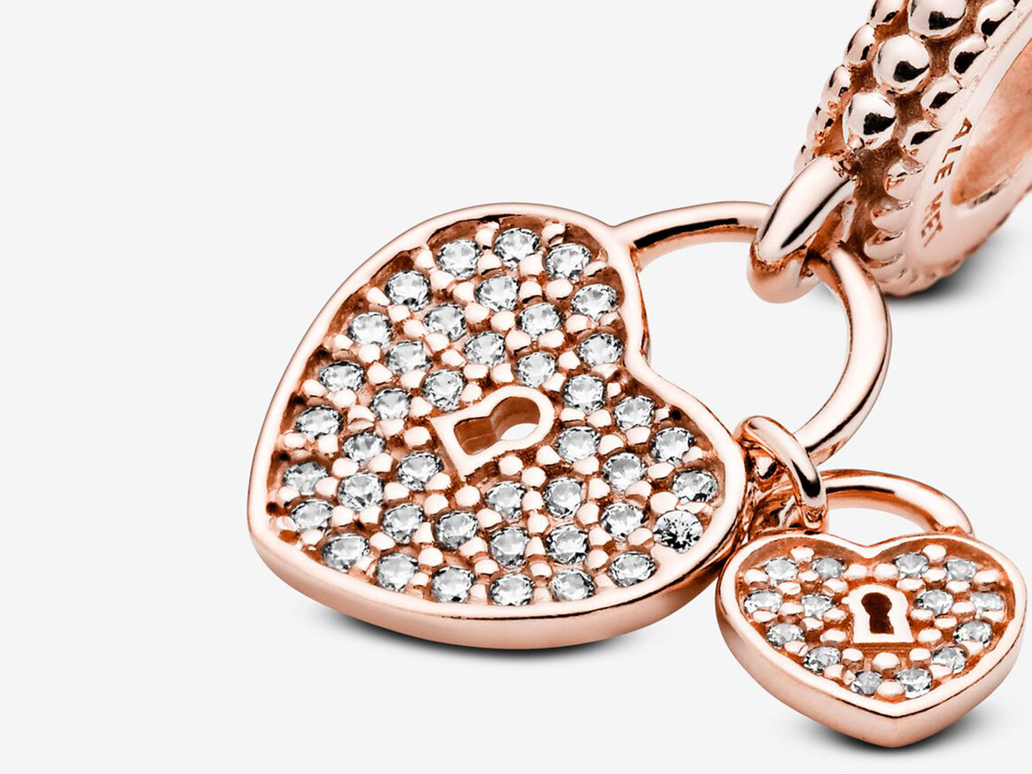 Pavé Heart Padlocks Dangle Charm