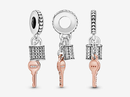 Pavé Lock & Key Charm