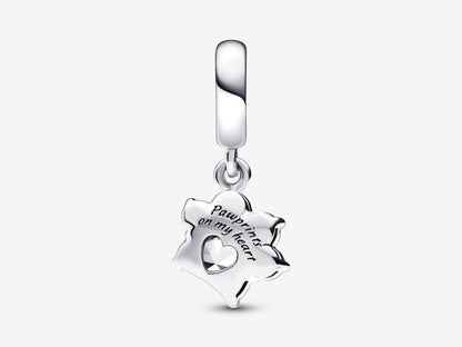 Sparkling Pet Paw Print Dangle Charm