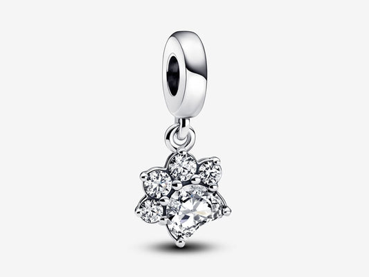 Sparkling Pet Paw Print Dangle Charm