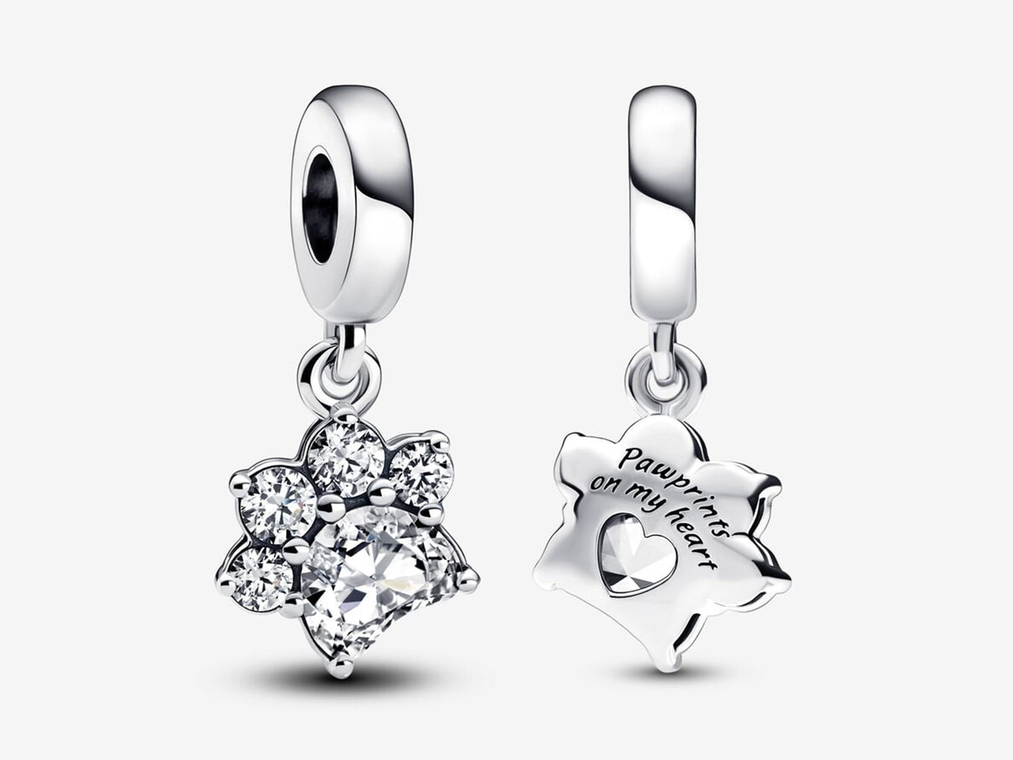 Sparkling Pet Paw Print Dangle Charm