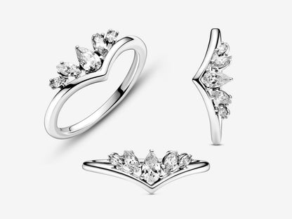 Sparkling Pear & Marquise Wishbone Ring