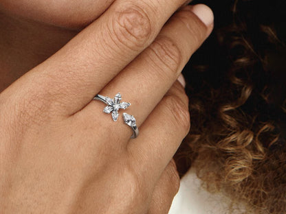 Sparkling Herbarium Cluster Open Ring
