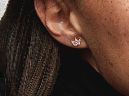 Petite Crown Pink Stud Earrings