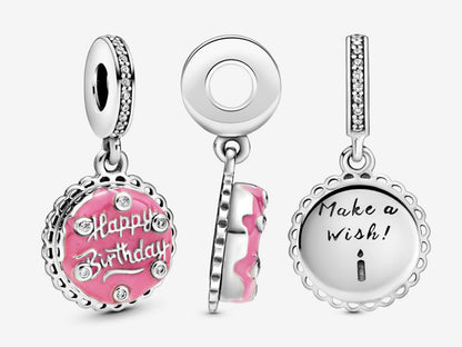Pink Birthday Cake Dangle Charm