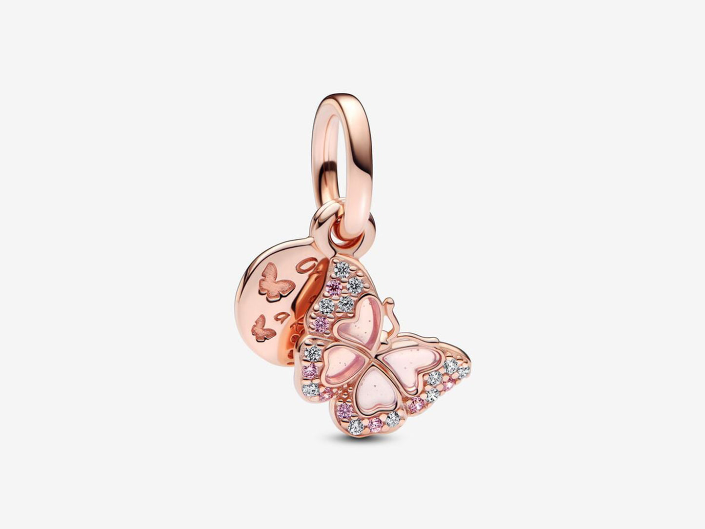 Pink Butterfly & Quote Double Dangle Charm