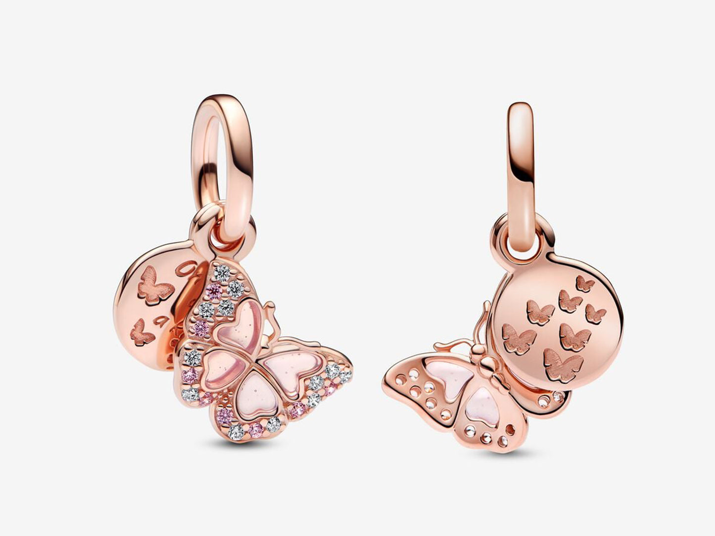 Pink Butterfly & Quote Double Dangle Charm