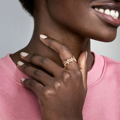 Pink Sparkling Crown Ring