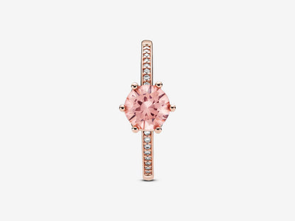 Pink Sparkling Crown Solitaire Ring