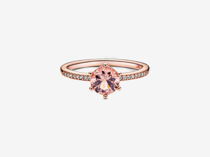 Pink Sparkling Crown Solitaire Ring