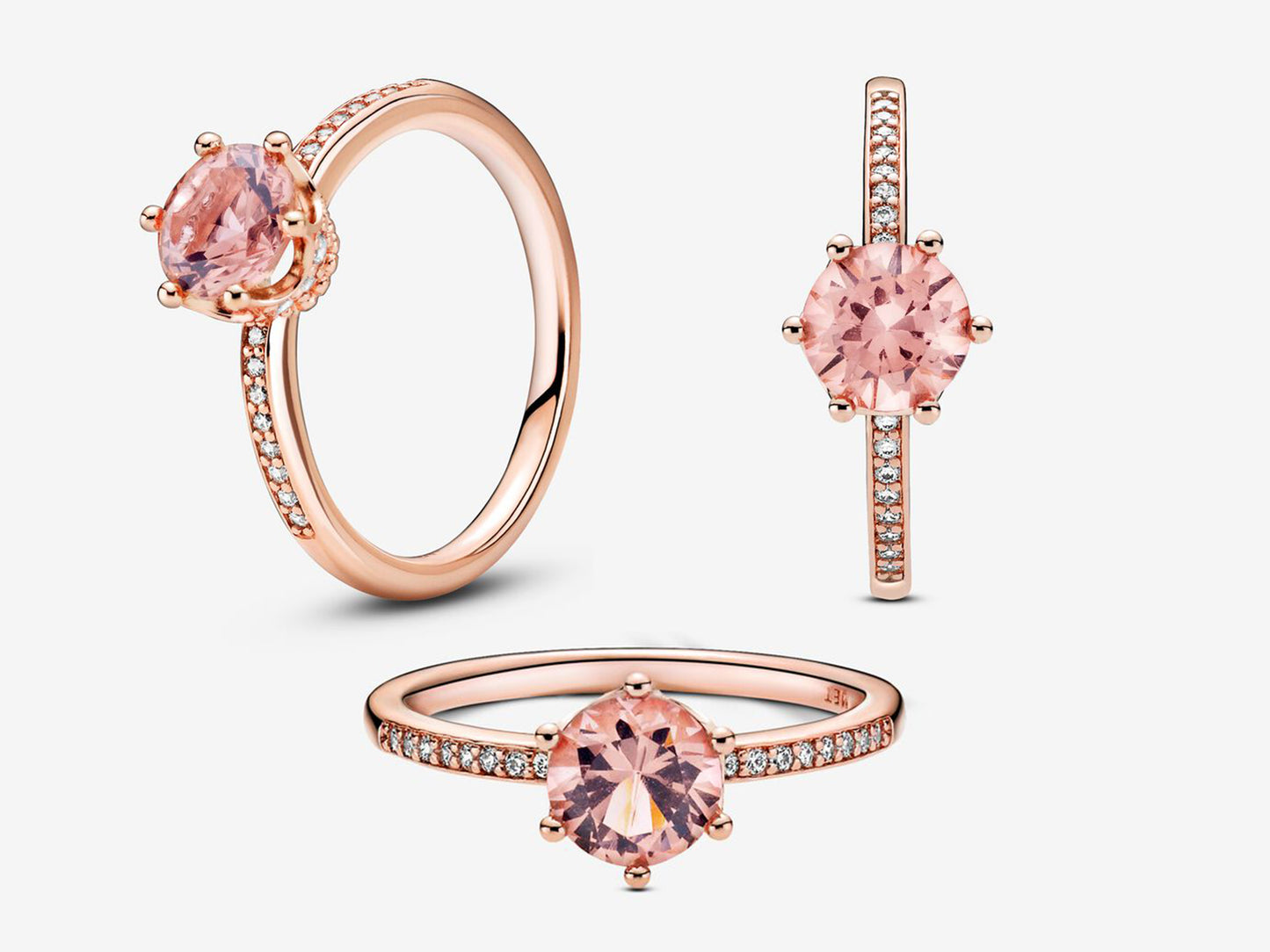 Pink Sparkling Crown Solitaire Ring