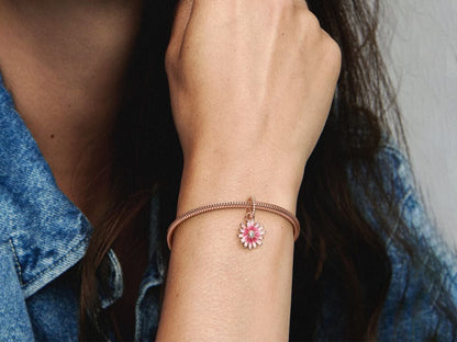 Pink Daisy Flower Dangle Charm