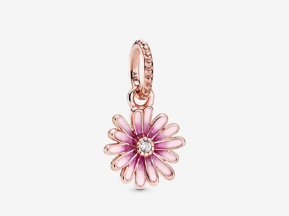 Pink Daisy Flower Dangle Charm