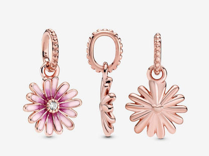 Pink Daisy Flower Dangle Charm