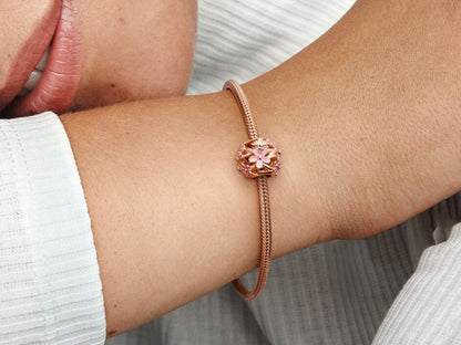 Openwork Pink Daisy Flower Charm