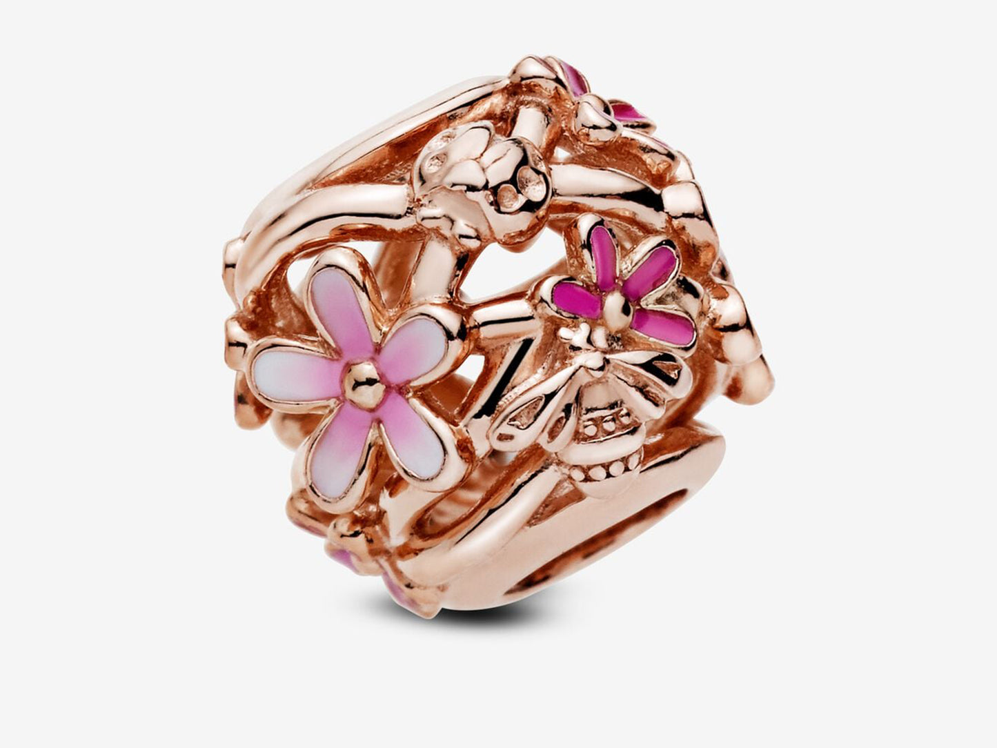 Openwork Pink Daisy Flower Charm