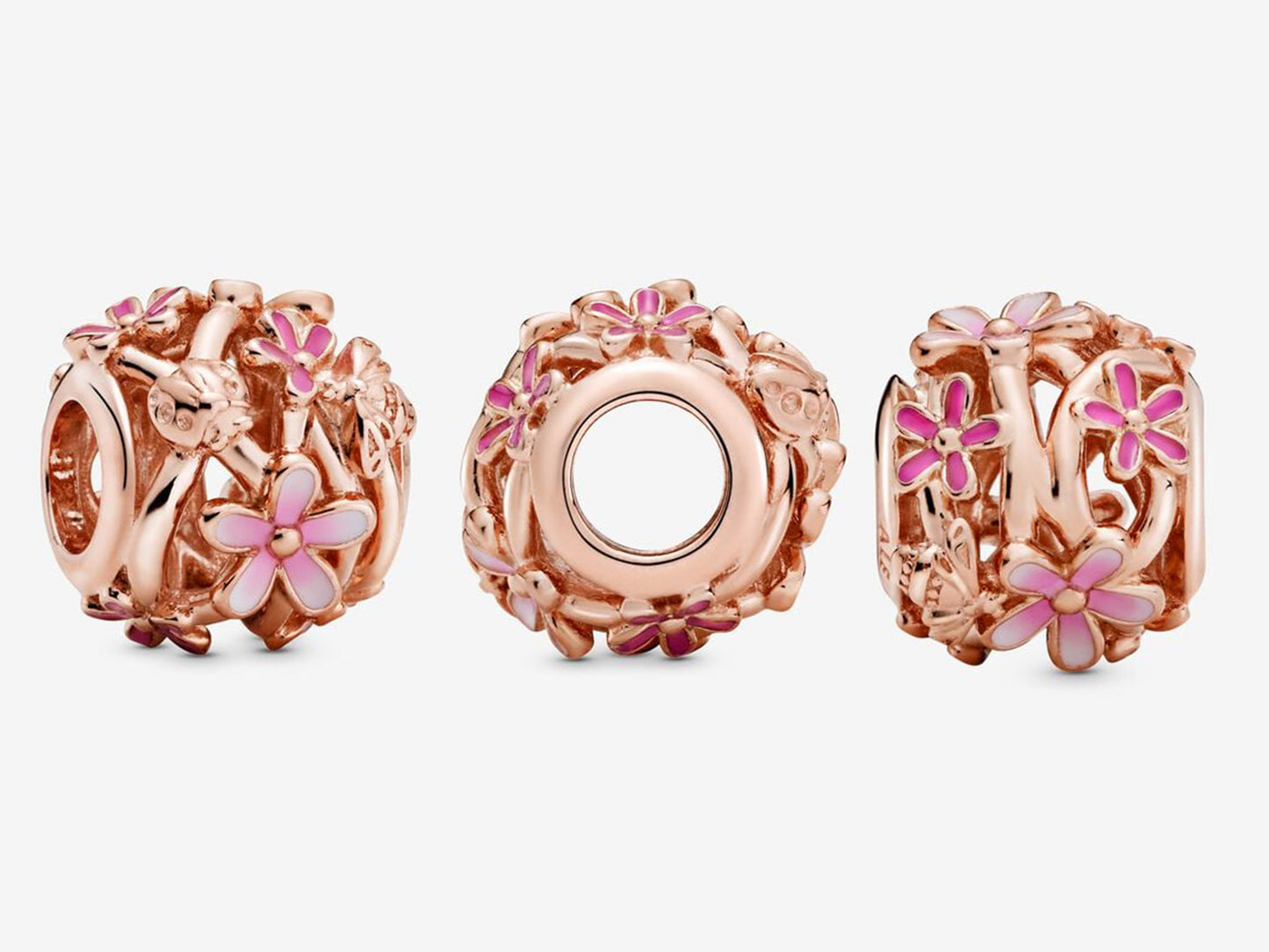 Openwork Pink Daisy Flower Charm
