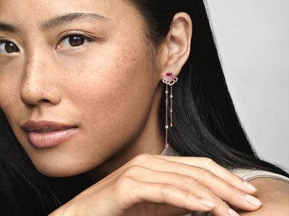 Pink Fan Charm Earrings