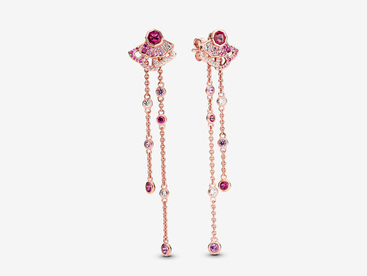 Pink Fan Charm Earrings