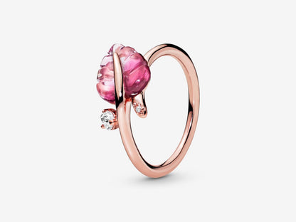 Pink Leaf Murano Ring