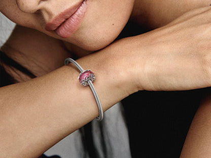 Pink Murano Heart Charm