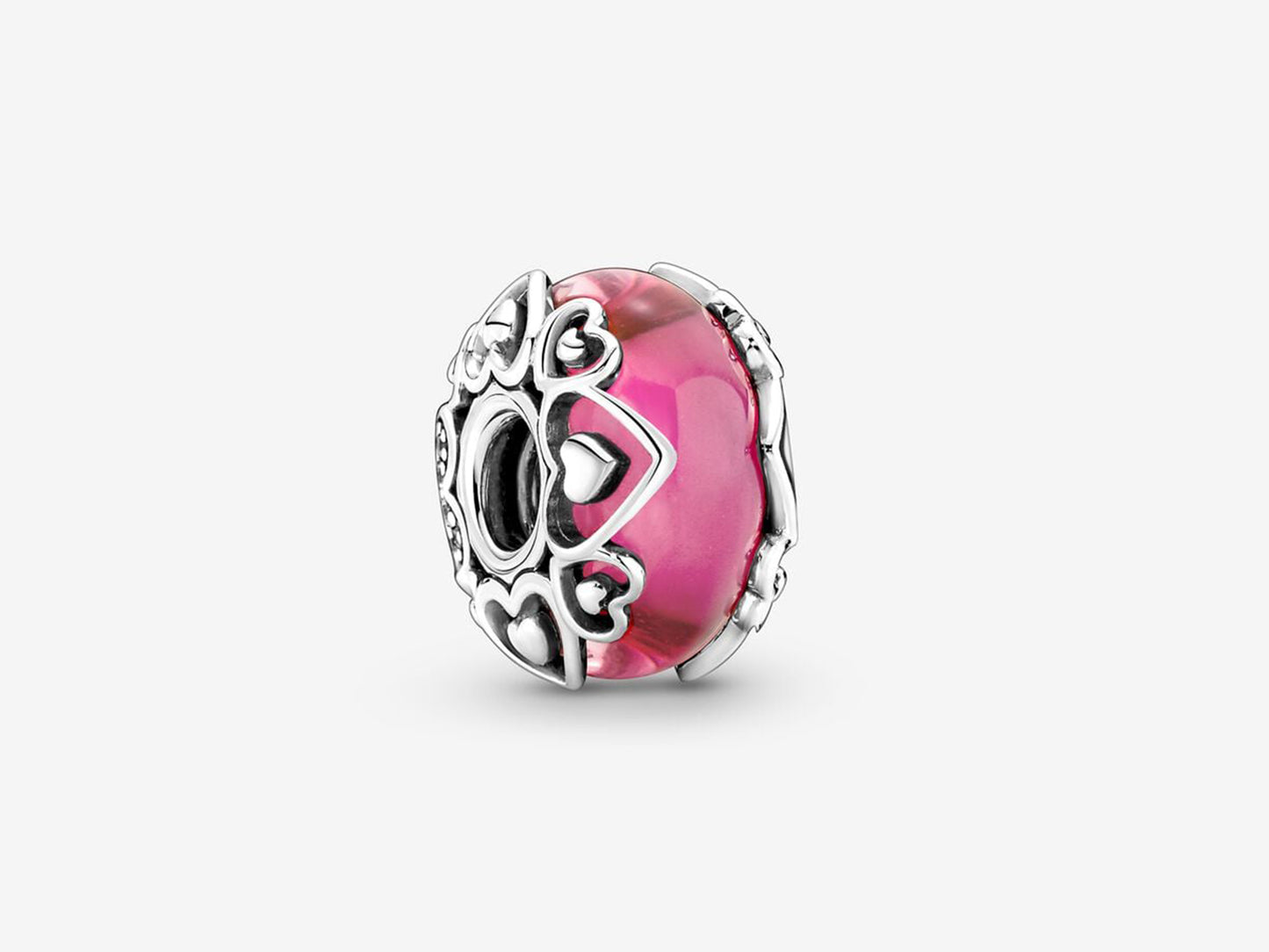 Pink Murano Heart Charm