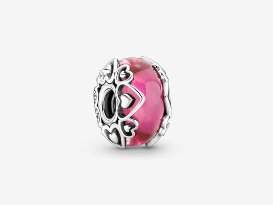Pink Murano Heart Charm