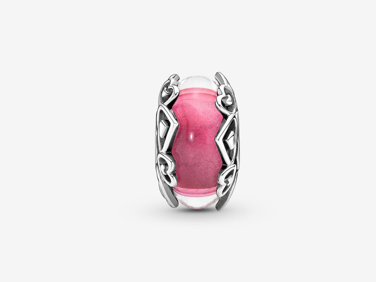 Pink Murano Heart Charm