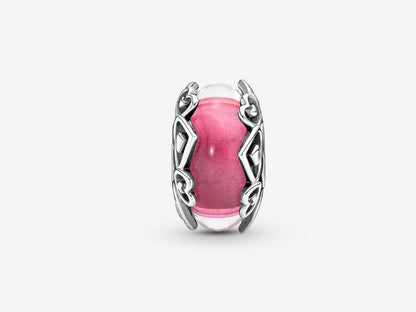 Pink Murano Heart Charm