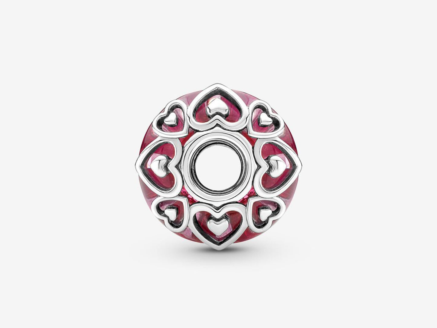 Pink Murano Heart Charm