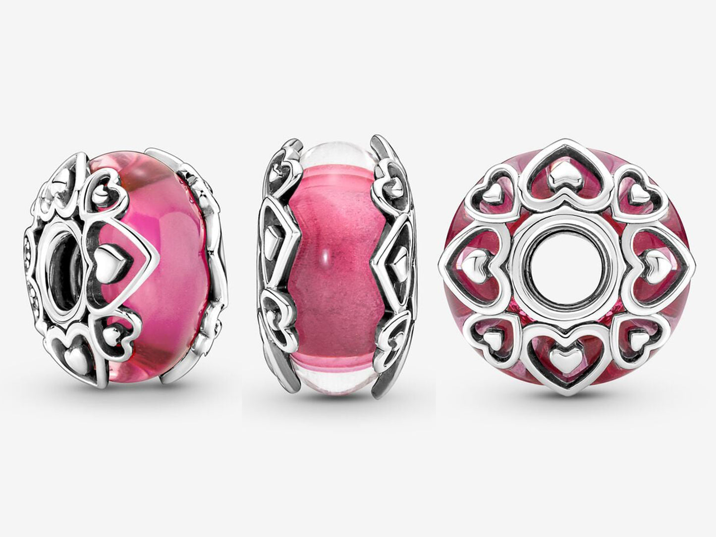 Pink Murano Heart Charm
